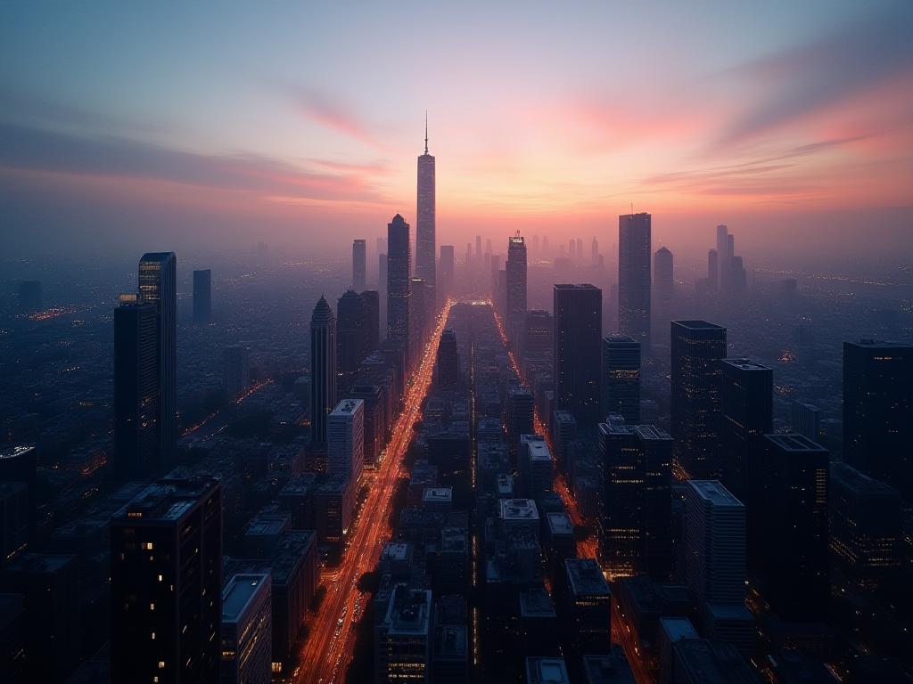 Modern cityscape at dusk